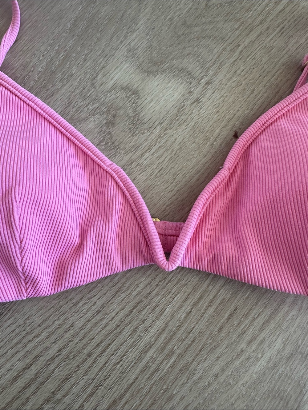 l*space Pink Ribbed Triangle Bikini Top - Picture 2 of 3